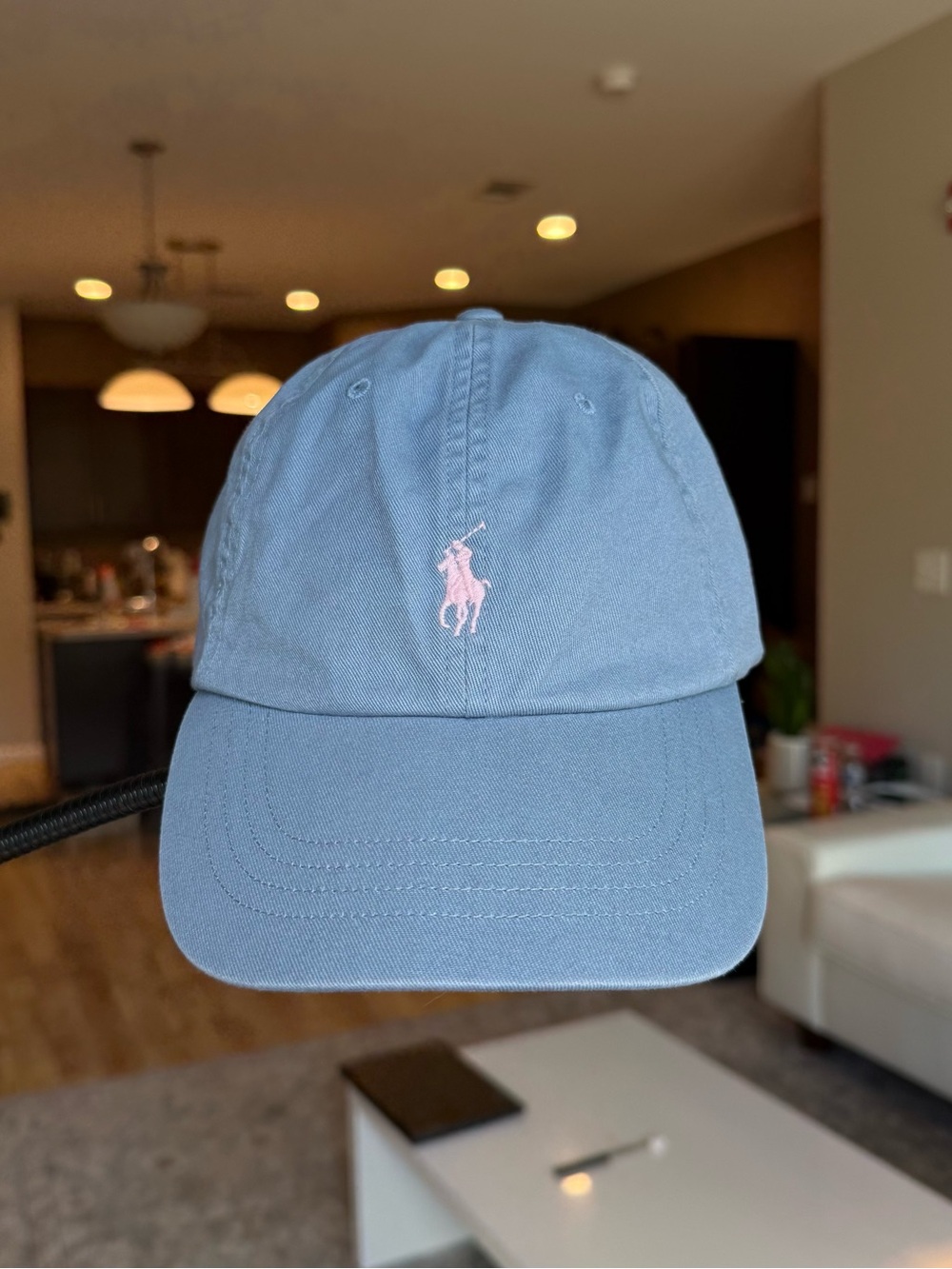 💯 Authentic Polo Ralph Lauren Light Blue Baseball Cap with Light Pink Pony Logo
